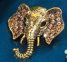 Brosche C-718 – Elefant - Strass Steine - 3,8 x 3,7 cm
