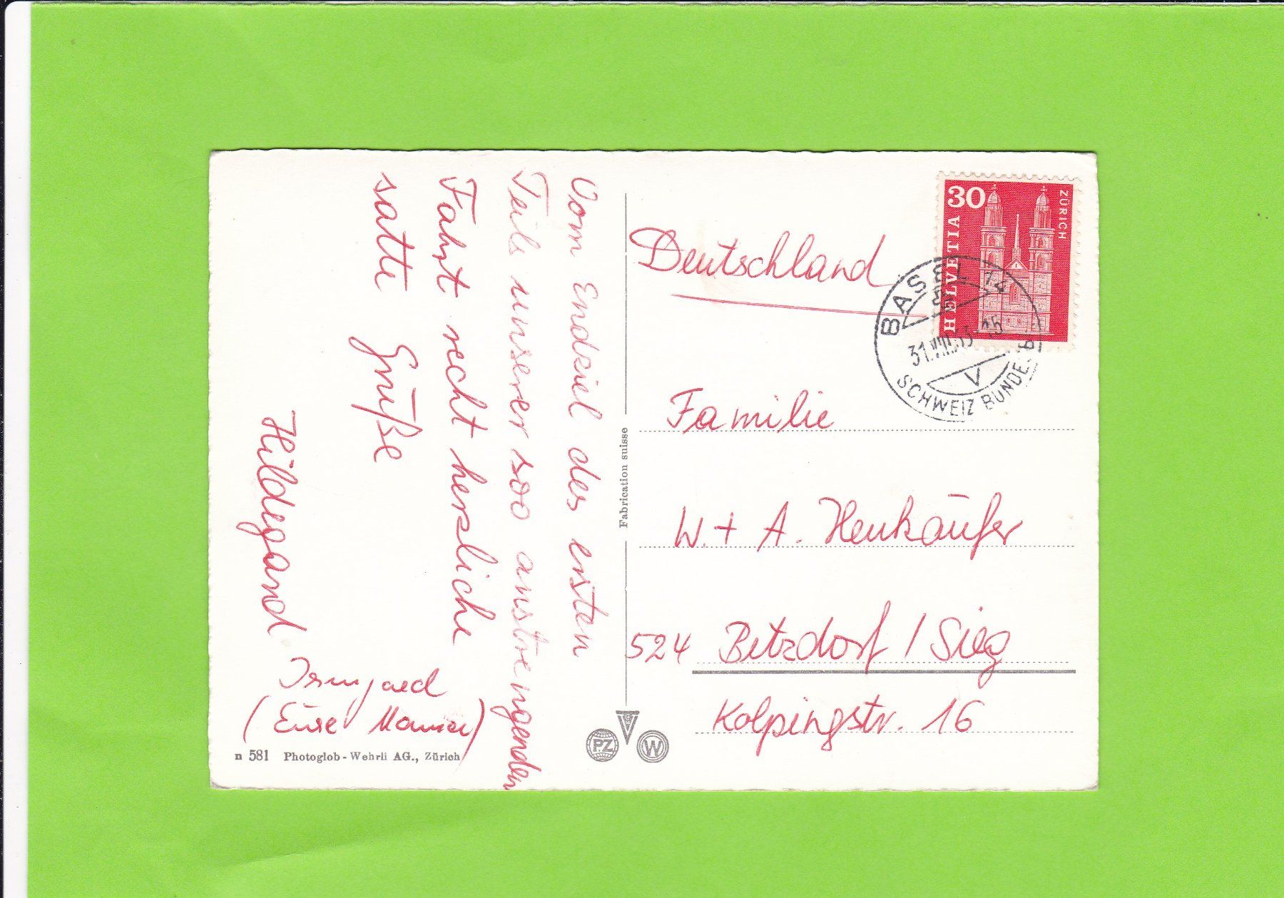 Cartoline postali: Basel – Usato da St. Peterzell venduto da neckertal 1