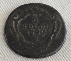Münze 2 Soldi 1799 Kupfer guter Zustand