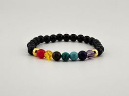 Chakra-Armband Holzperlen Chakra-Steine Goldperlen