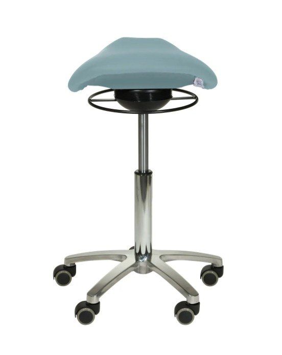 Sgabelli: Sattelsitz-Hocker HELLBLAU mit Schwing-Mechanismus – Nuovo e nell'imballaggio originale da Schaffhausen venduto da Praxis-Nova 2