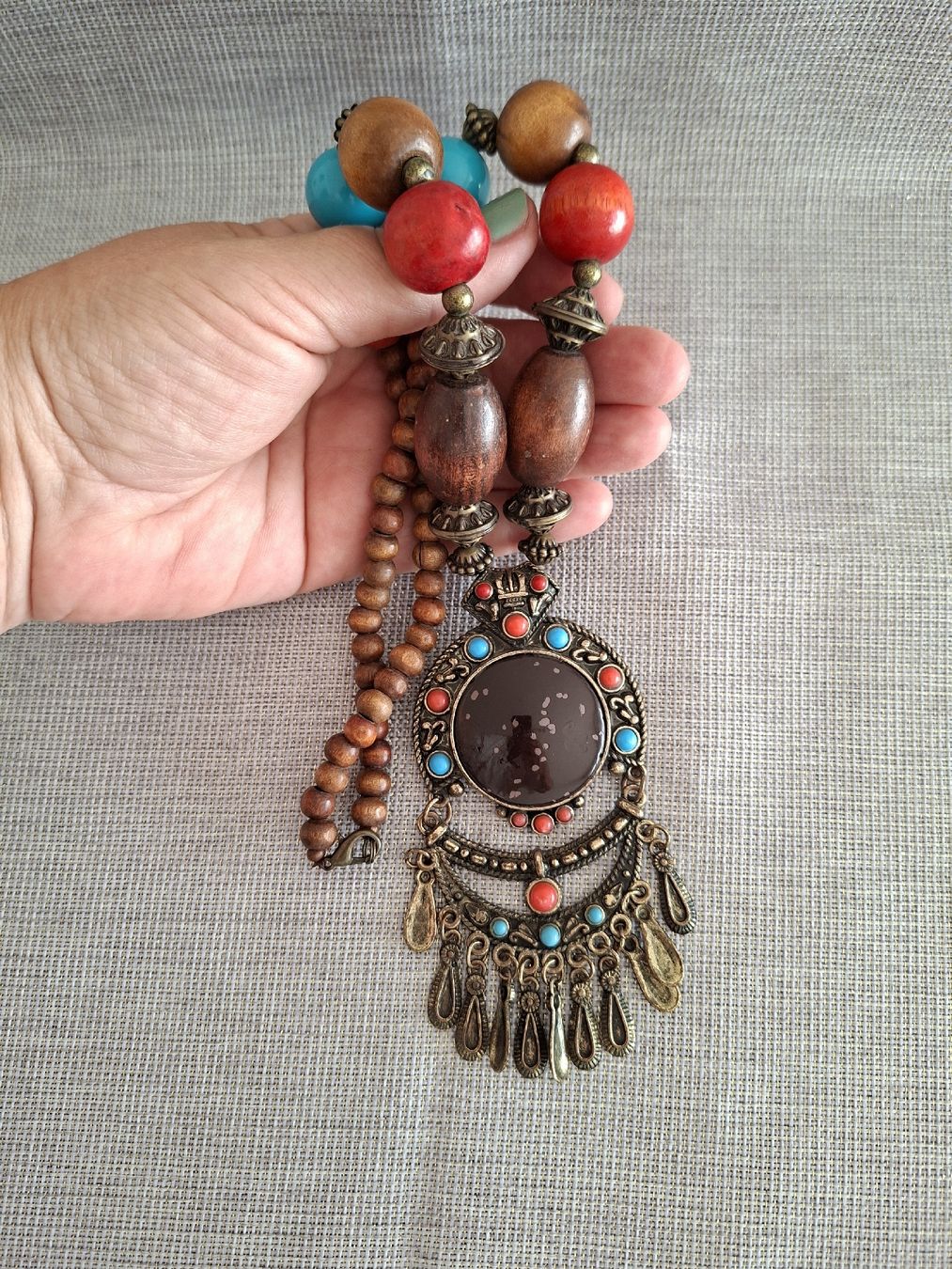 Catenine: Collier bohème ethnique pendentif statement – Usato da Lutry venduto da Sim_Sta 5