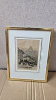 Goldener Bilderrahmen mit Bergmotiv, vintage Stil! 16.8x13.3
