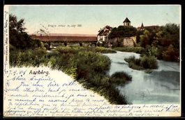 AK Aarberg, Ortsansicht mit Brücke