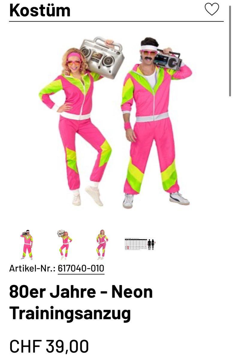 Costumi: 80er Jahre Damen Trainingsanzug – Nuovo e nell'imballaggio originale da Knonau venduto da Gysii 1