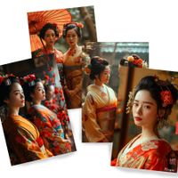 Japanische Geisha DS0593 ⚡️ Set mit 4 Kunstdrucken à 20x30cm