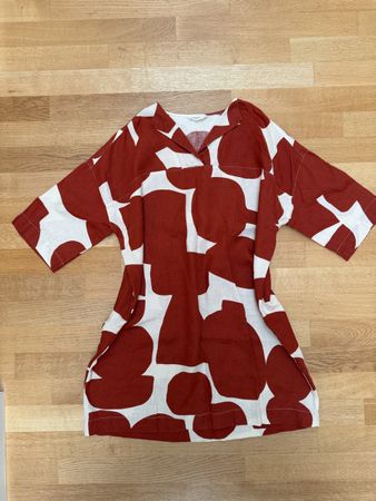 Leinenkleid gemustert Rostrot Grösse M