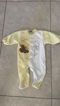 Disney Baby Strampler Pluto gelb weiss Grösse 62-68