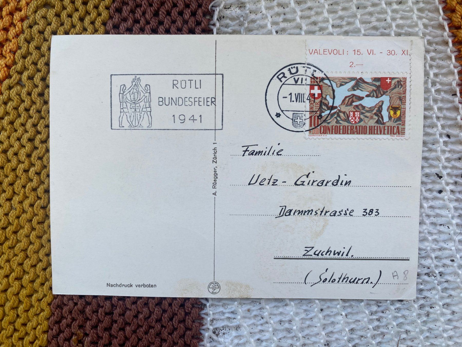 Cartoline postali: 1941 AK 650 Jahre Eidgenossenschaft – Usato da Langendorf venduto da Antik-Samariter 1