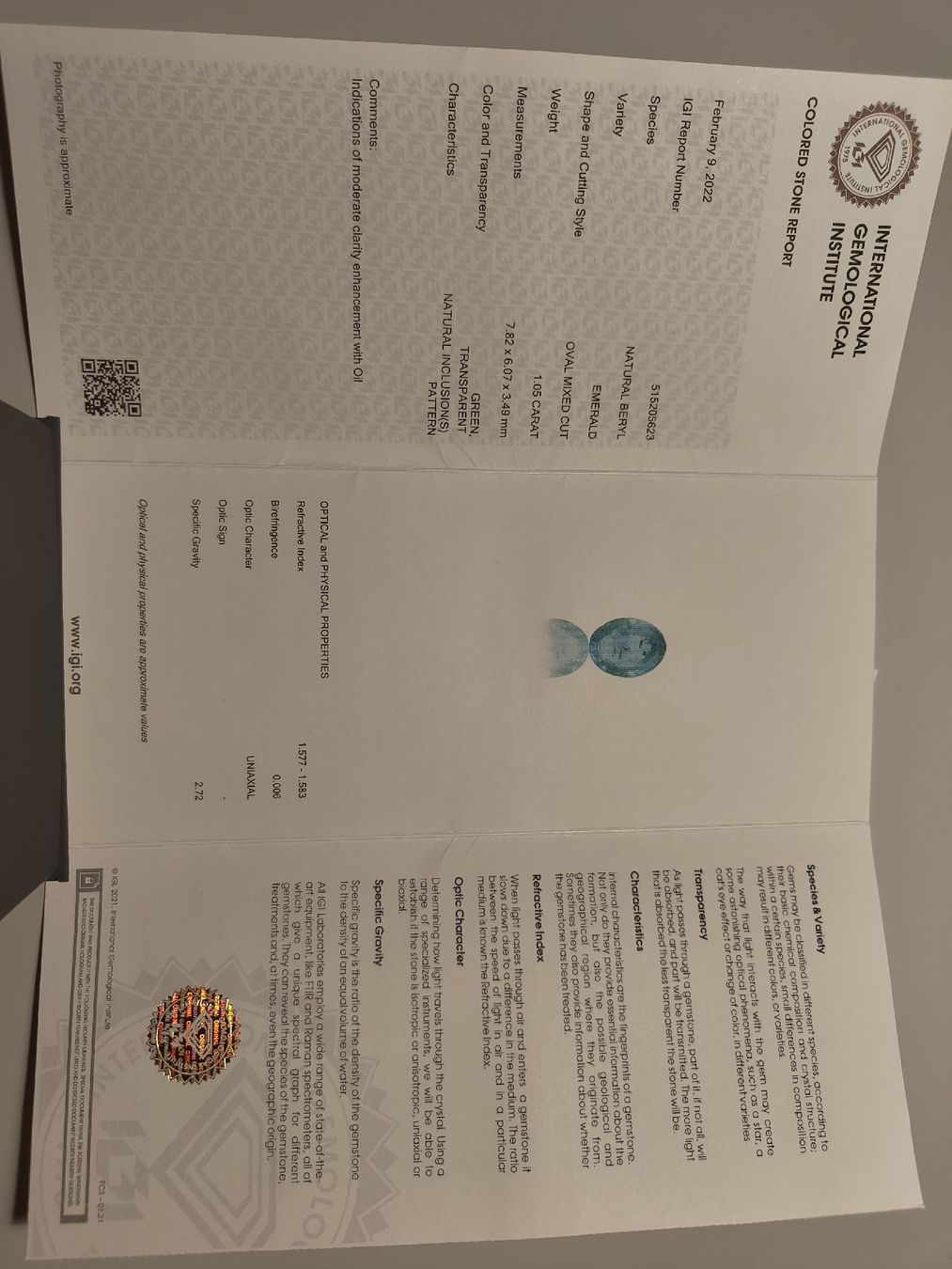 Pietre preziose: Grüner Smaragd 1.05 ct – Nuovo e nell'imballaggio originale da Zürich venduto da NS.12 6