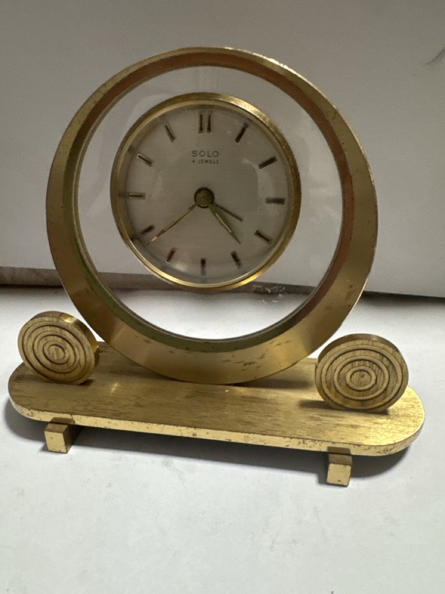 Stand- & Wanduhren: Horloge de table dorée SOLO 40-60 – Gebraucht aus La Chaux-de-Fonds von lida2005