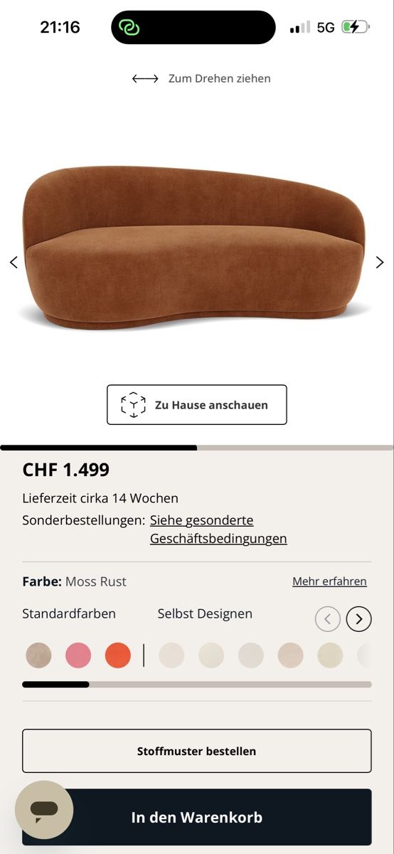 Divani: Sofa Rose Sofacompany rostbraun/terracotta Samt – Usato da Biel/Bienne venduto da leo_h2vb 2