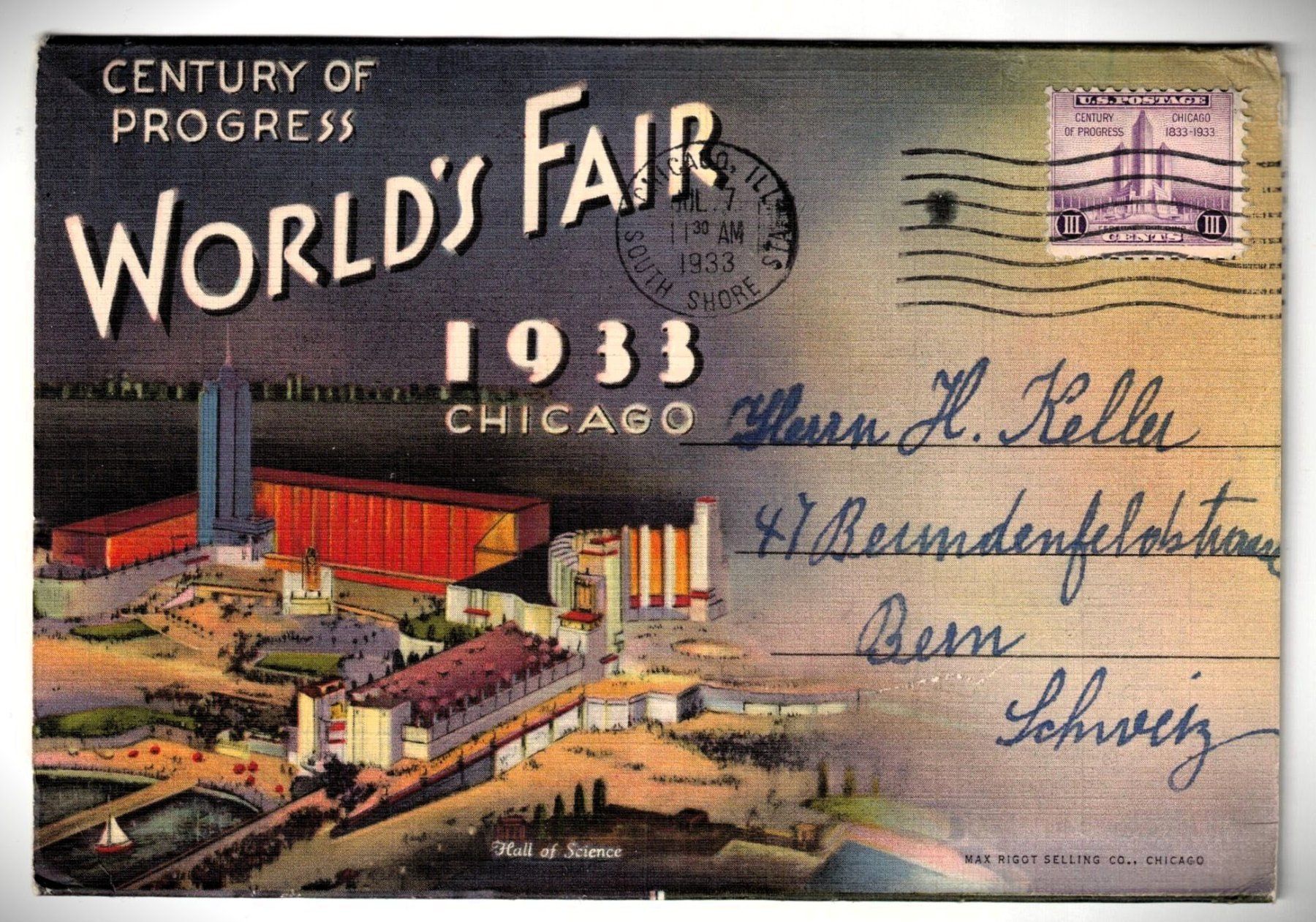 Cartoline postali: Folder Weltausstellung 1933 Chicago - 1933 – Usato da Gossau ZH venduto da granby