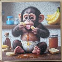 süsses Holzpuzzle "Baby Affe" 500 Teile