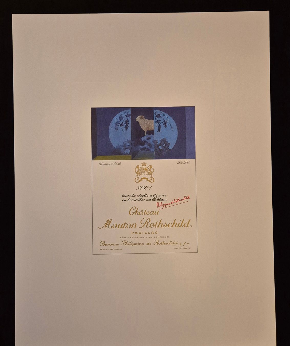 Grafica & Litografie: Mouton Rothschild Litho, 2008, Xu Lei – Usato da Luzern venduto da Louis-XVI 1
