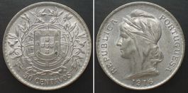 PORTUGAL 50 Centavos 1916 Silber ERHALTUNG! unz-