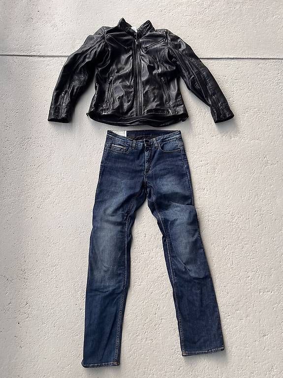 Protezioni & Imbottiture: Leder-Protektoren- jacke mit Protektorenjeans – Usato da Steffisburg venduto da Lina.hofer