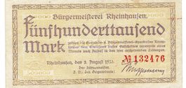 Rheinhausen 500000 Mark Prägestempel 03.08.1923 VZ-VZ+