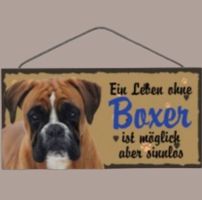 🔥 BOXER Hunde Holzschild mit Kordel 🎀 12x25cm NEU🔥