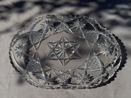 Glasplatte Kristall Muster Sterne oval ca 37 x 27 cm