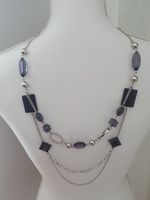 Elegante Kette Silber & Violett – 43 cm mit Karabiner