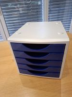 Ordnungsbox mit 5 Schubladen weiss/blau guter Zustand