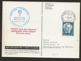 Ballon 1964 Schweiz Zurzach Benken Luftpost
