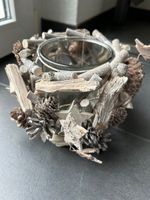 Weihnachts-Kerzenhalter Glas mit Deko - NEU