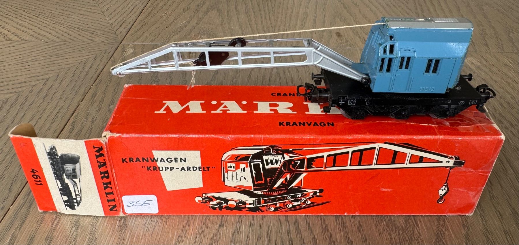 Märklin Modellini di ferrovie: blauer Kranwagen "Krupp-Ardelt"; OVP – Usato da St. Moritz venduto da Manu7500