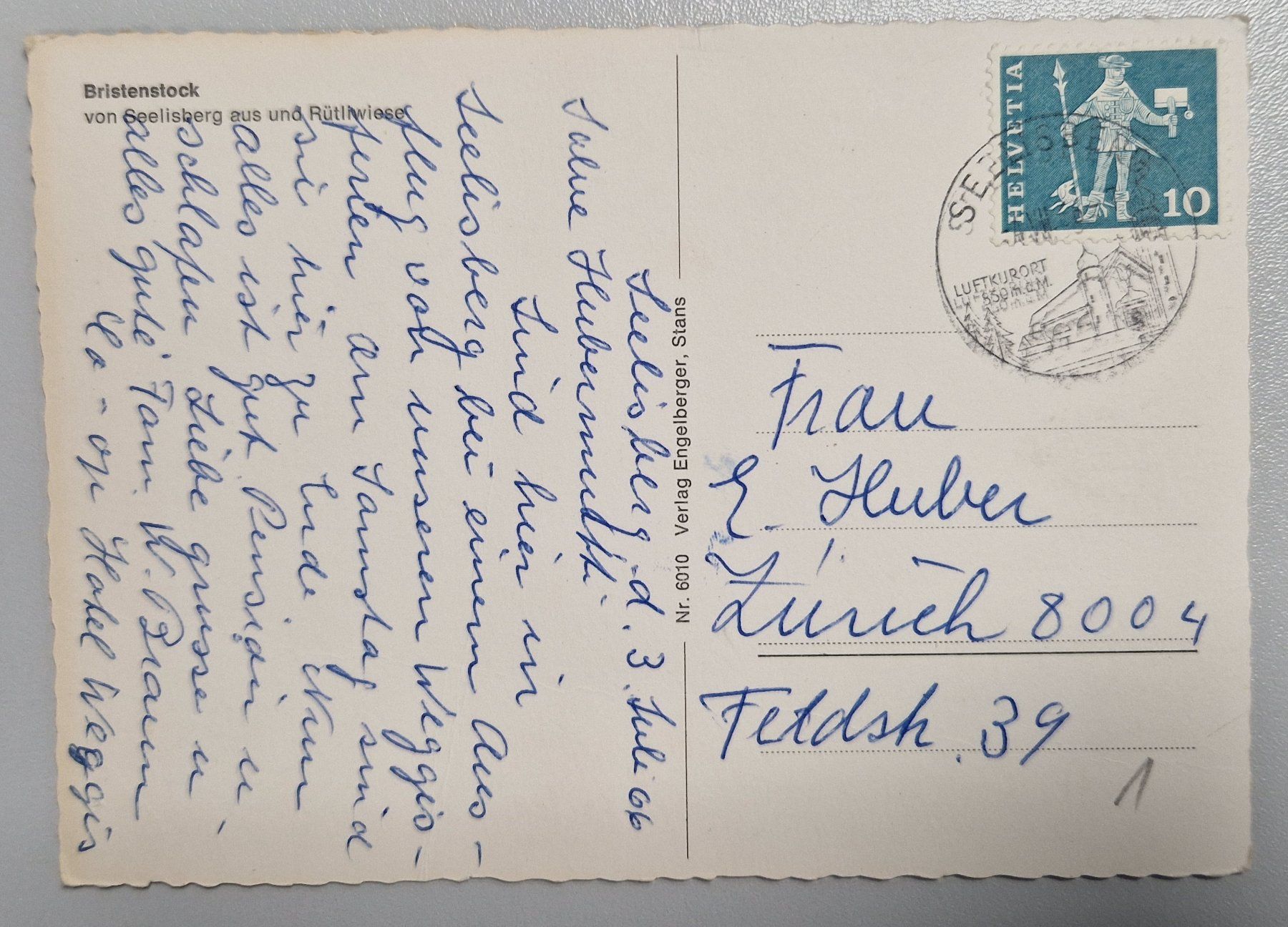 Cartoline postali: Bristenstock Rütliwiese 1966 – Usato da Melchnau venduto da Arthurius 1