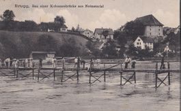 Brugg Bau einer Kolonnenbrücke aus Notmaterial
