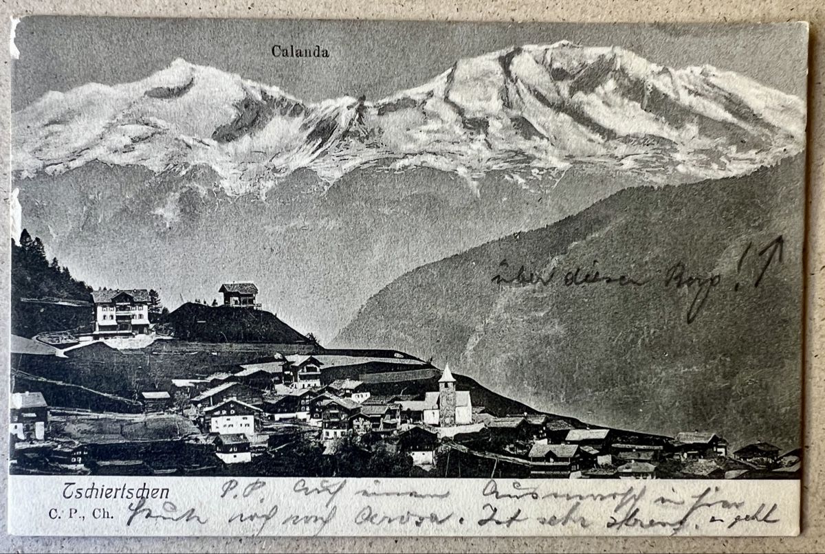 Cartoline postali: Alte AK Tschieetschen GR mit Calanda.1905 – Usato da Muotathal venduto da OttoK01