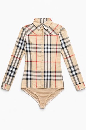Karo Body Bluse Beige Preppy Chic L