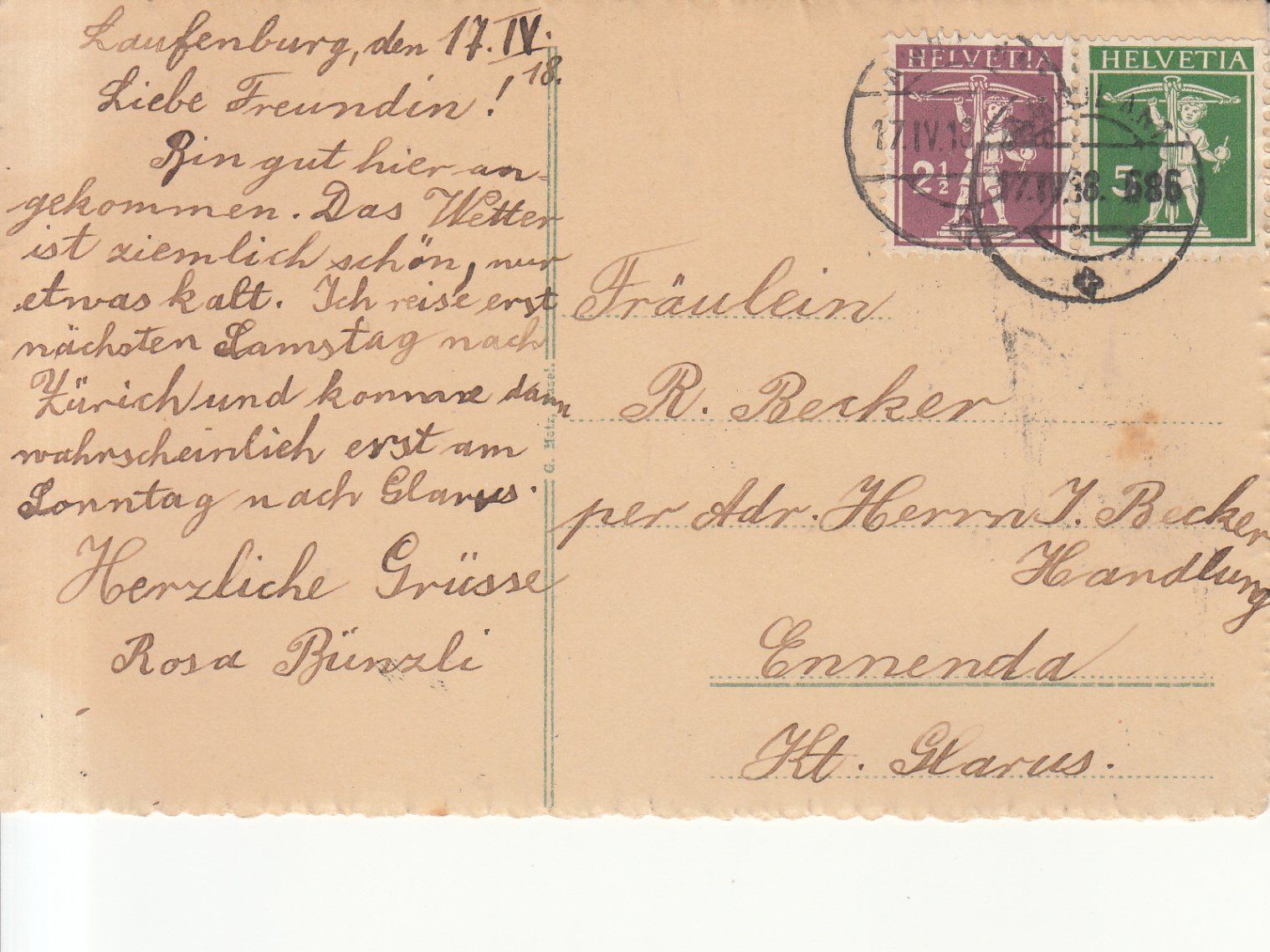 Cartoline postali: Laufenburg 1918 – Usato da Bürglen TG venduto da StampGraf 1