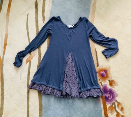 Adorable tunique MYRINE mauve manches longues avec volants S