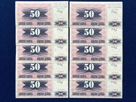 Bosnien und Herzegowina 1992 - 10x50 Dinara UNC