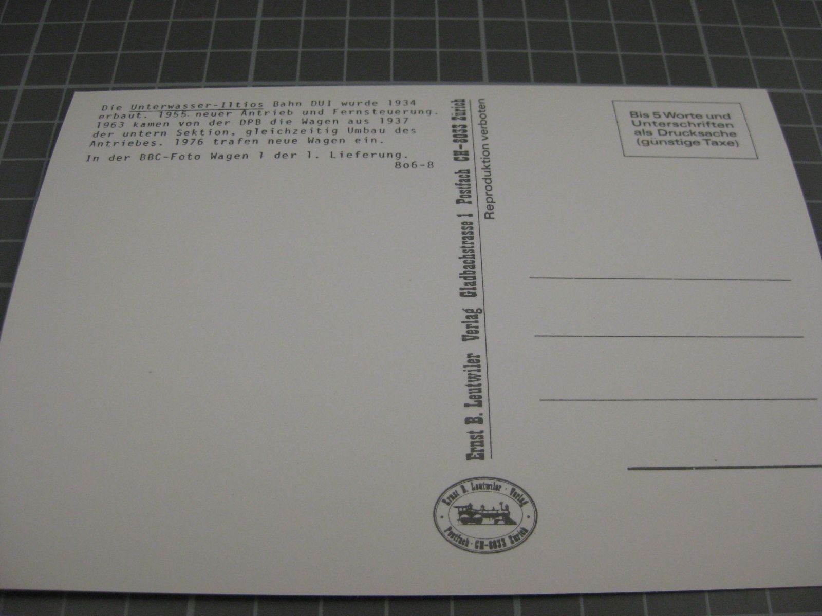 Cartoline postali: AK Unterwasser Iltios Bahn – Nuovo (secondo la descrizione) da Malters venduto da Marosko 1