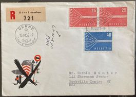R-FDC Europamarken 1957 illustriert ET BERNE, SBK 130 Fr.
