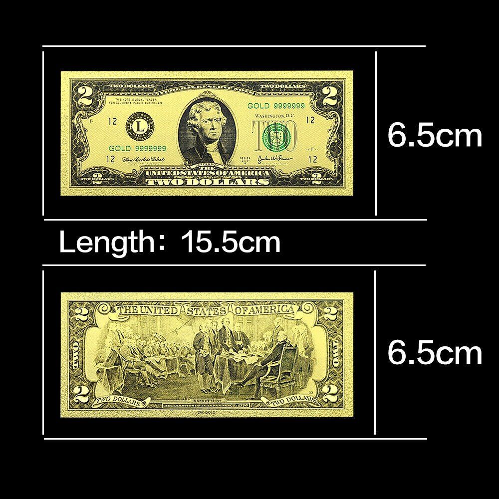 Banconote: USA 2 US-Dollar Goldfolien Banknote – Nuovo (secondo la descrizione) da Steffisburg venduto da ber_8htf 3