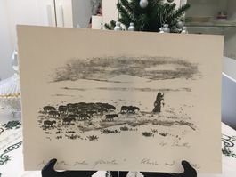 Super Litho  von W. Sautter Signisiert  mit notiz