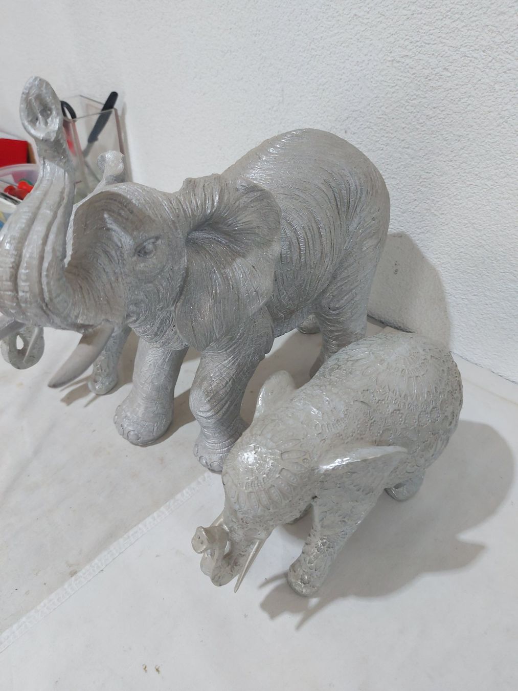Statuette: 3er Set Deko-Elefanten, silberfarben, neuwertig – Usato da Rheinau venduto da profitronic.shop 5