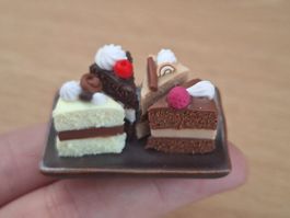 Tortenstücke auf Keramik Teller, Handmade