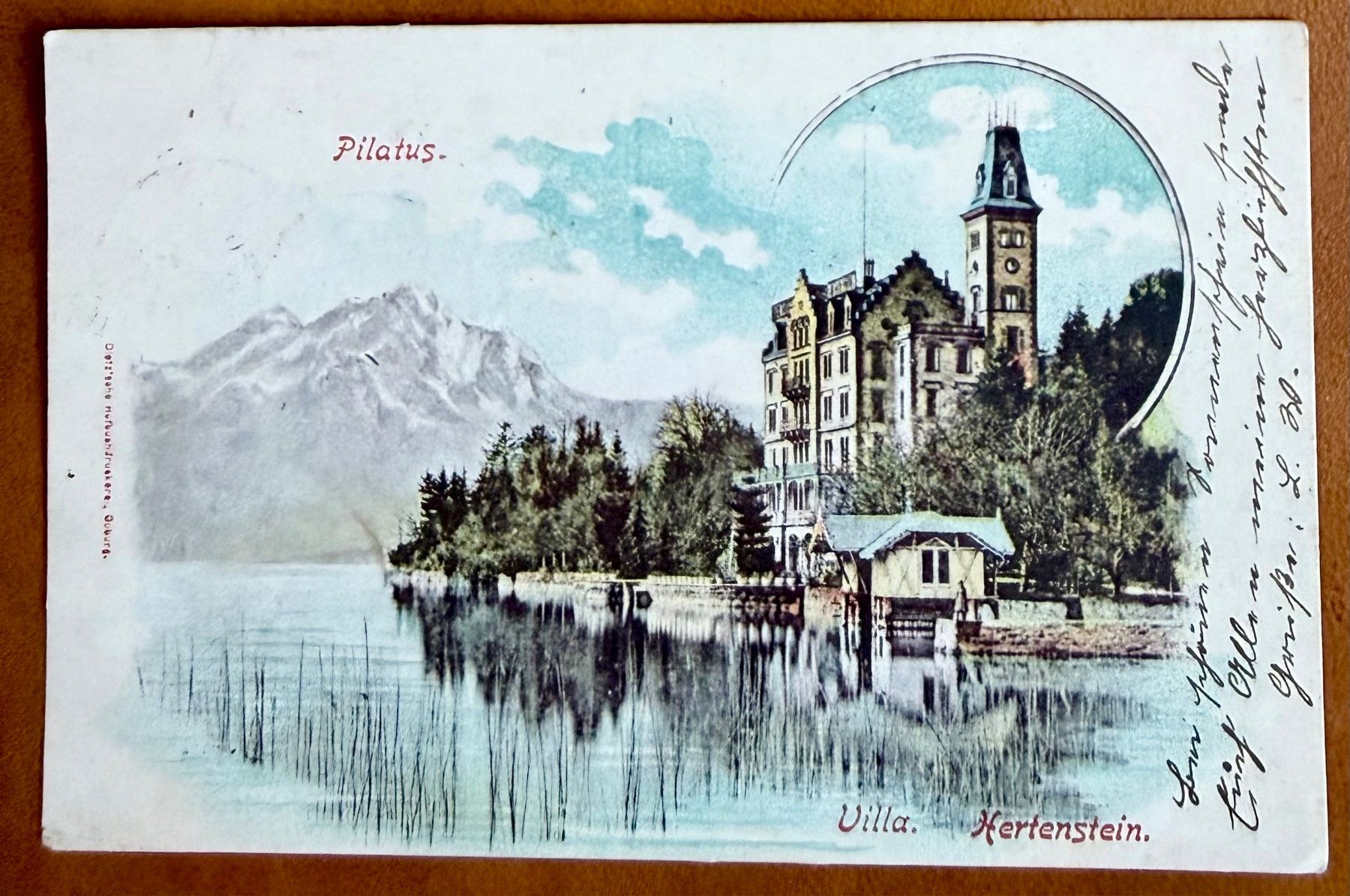 Cartoline postali: Weggis - Villa Hertenstein  - Litho 1901 – Usato da Lutry venduto da Ediego