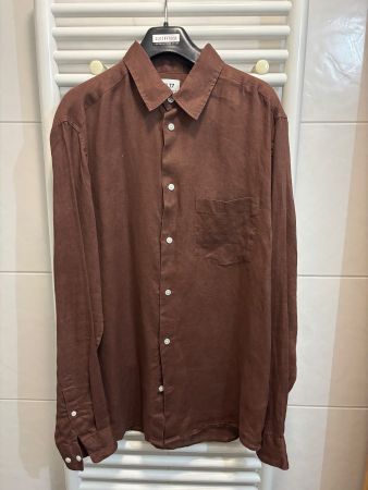 Brown Long Sleeve Linen Shirt - Men's Size M