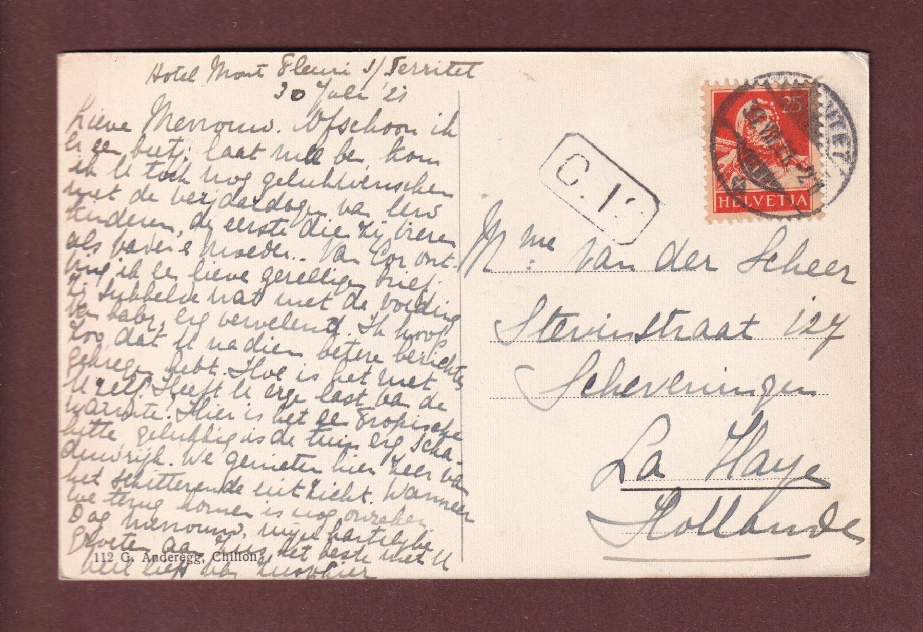Cartoline postali: Château de CHILLON - 1921 – Usato da Pully venduto da nicecards-shop 1