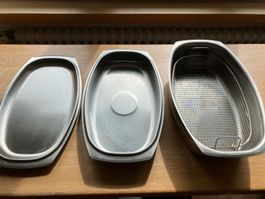 Edelstahl Bratentopf  Platte  Set