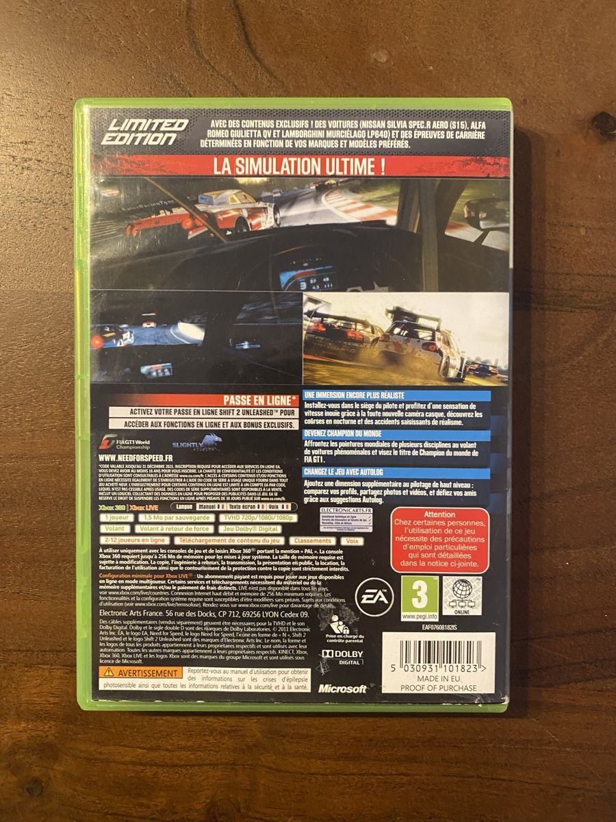 Microsoft Giochi: Need for Speed Shift 2 Unleashed für Xbox 360 (FR) – Usato da Thunstetten venduto da Virus_33 2