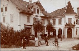Echtfoto, Schötz (LU) Eisenhandlung, Schmied m. Gitter, 1912