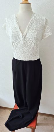 OVERALL 42 44 SCHWARZ WEISS JUMPSUIT HOSE BLUSE , TOP