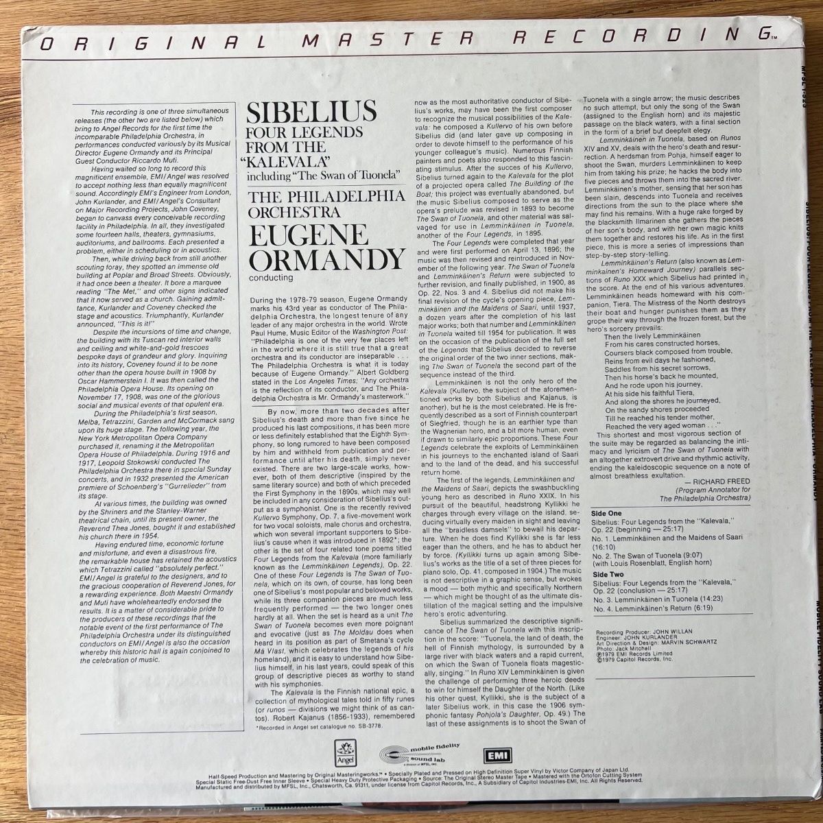 Dischi in vinile: Philad. Orch. , Eugene Ormandy -Sibelius, Four Legends /MFSL – Usato da Gais venduto da soundcave57 1